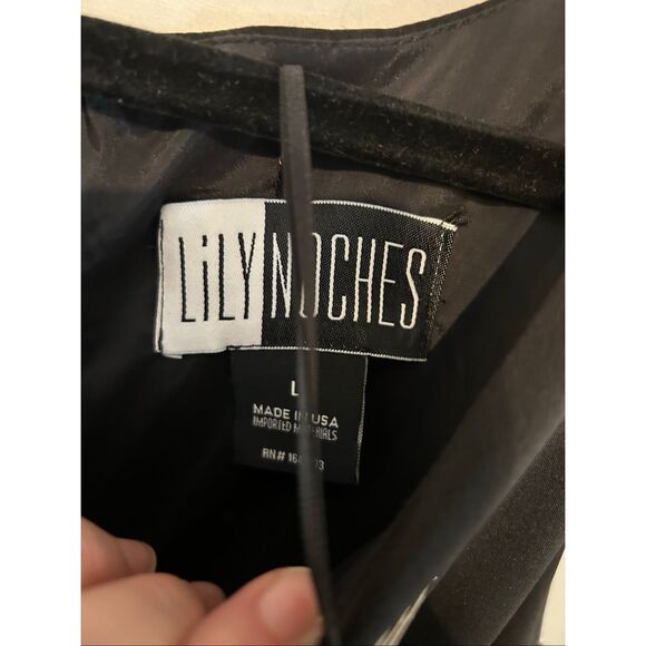 LiLY NOCHES NWT Wearable Art Black Ruffle "Guajira" Dress, Sz Large, MSRP $298 - Picture 8 of 12